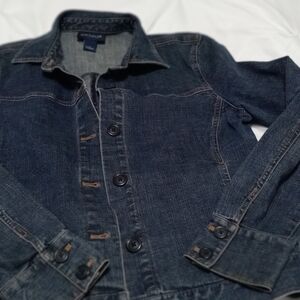 Ann Taylor Women's Classic Dark Blue Denim Jacket Medium